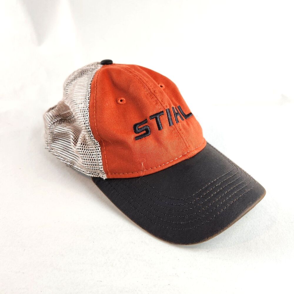 STIHL Trucker Hat Mens One Size Orange Mesh Snapback Outdoor Workwear Cap Casual